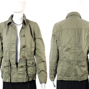 Liz Claiborne Lizwear Cotton Olive Army Green Lightweight Unlined Jacket, Sz Sm